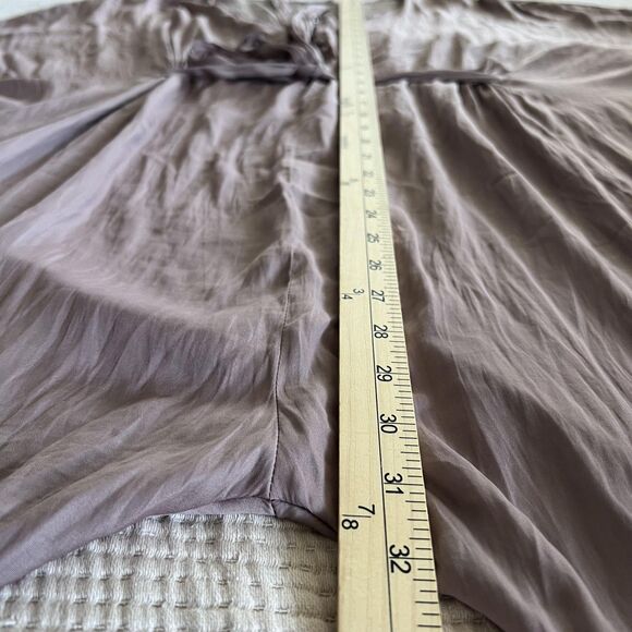 Mustard Seed Jumpsuit Womens Small Brown V Neck Button Front Belted Harem Satin - Picture 16 of 16